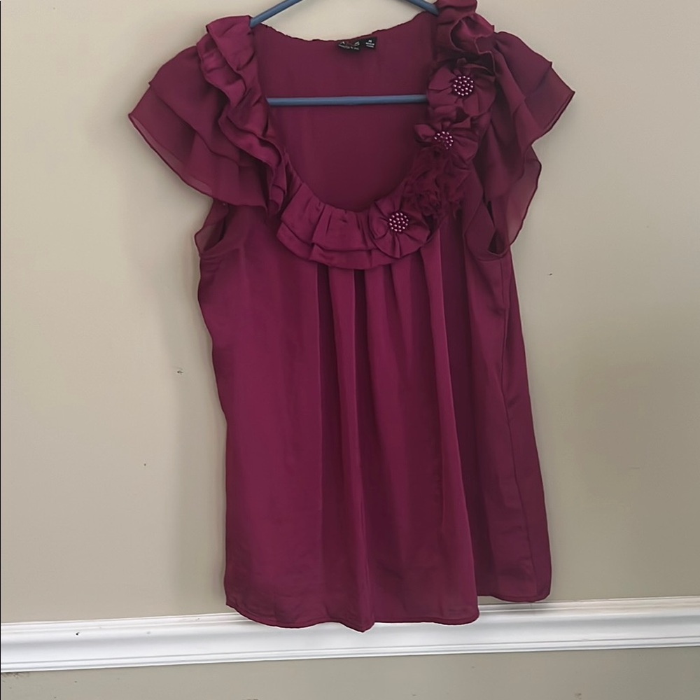 Elegant Ruffled Plum Top
